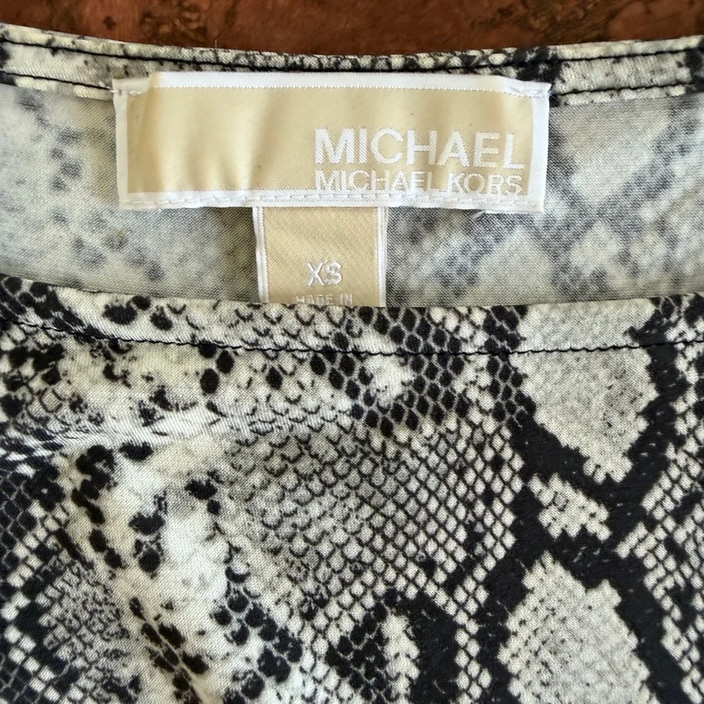 Michael Kors Black and Cream Patterned Dress XS